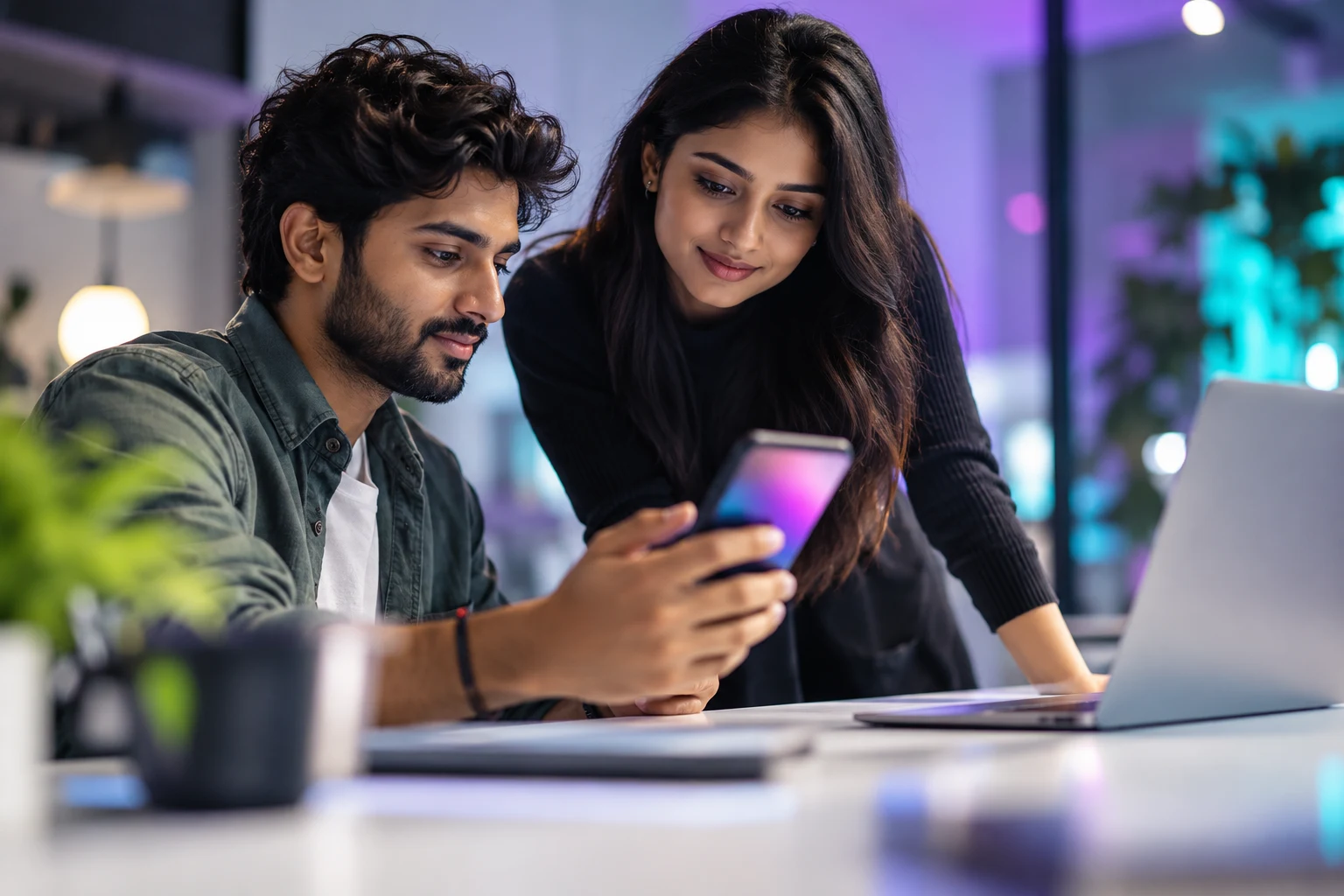 Mobile developer working with a smartphone
